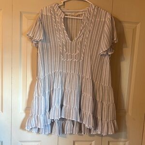Blu Pepper Blue and White Striped Tunic